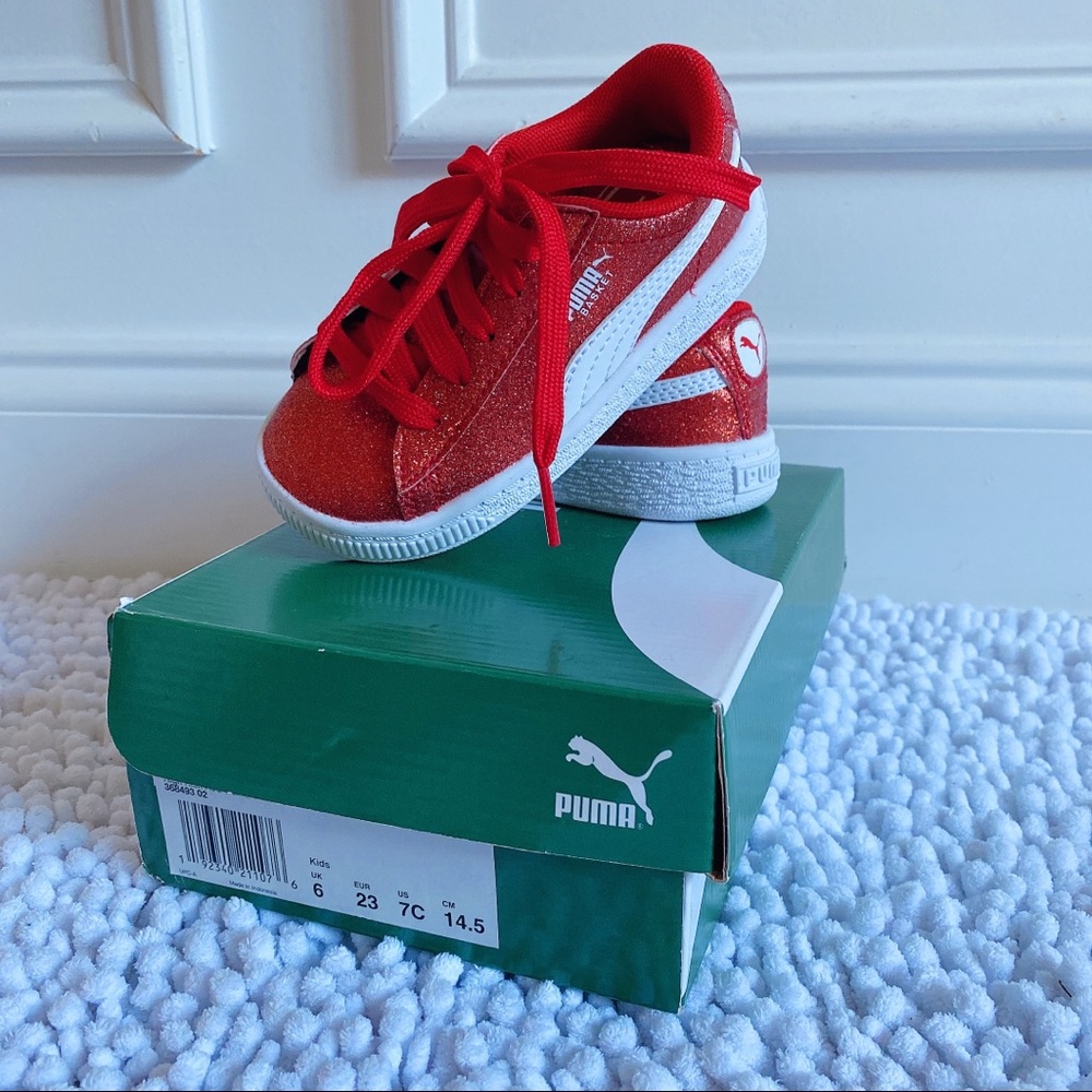 Puma Silver glittery holiday style sneaker US 7C